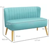 Koduva Retro stiliaus 2-vietė sofa, medinės kojelės, žalia, 117 x 56,5 x 77 cm