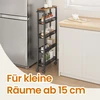 Koduva Siauras 5 aukštų virtuvės vežimėlis su ratukais, plienas ir medžio drožlių plokštė, 13 x 45,4 x 99,6 cm