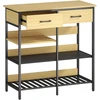 Koduva Sideboard spintelė, komoda su 2 stalčiais, 3 atviromis lentynomis, natūralaus medžio spalva, 90 x 40 x 91 cm