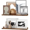 Songmics Sieninės lentynos, 2 vnt. rinkinys, rudos, MDF, 60 x 10 x 5/2 cm