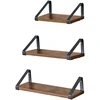 Songmics Sieninės lentynos, 3 vnt. komplektas, industrinio stiliaus, vintage rudos-juodos, 30–40 cm