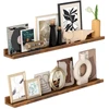 Songmics Sieninės lentynos, 3 vnt. rinkinys, 80 cm, MDF, vintažinės rudos spalvos