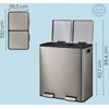 Koduva Šiukšliadėžė su 2 skyriais, 2 x 30 l, pedalinis dangtis, soft-close, sidabrinė