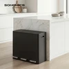 Songmics Šiukšliadėžė su 3 skyriais, 3 x 18 l, juoda, plienas ir PP plastikas, 62 x 35,3 x 54 cm