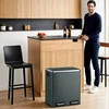 Koduva Šiukšliadėžė su pedalu, 30 l, 2 skyriai po 15 l, plienas, dūmų pilka
