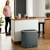 Koduva Šiukšliadėžė su pedalu, 30 l, 2 skyriai po 15 l, plienas, dūmų pilka
