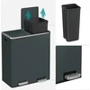 Songmics Šiukšliadėžė su pedalu, 60 l (2 x 30 l), 2 skyriai, dūminė pilka ir sidabro spalva