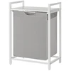 Songmics Skalbinių krepšys su lentyna, 2 skyrių, 2 x 46 l, 50,1 x 33,1 x 72,1 cm, baltai pilkas