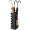 Songmics Skėčių stovas, kvadratinis, juodas, metalinis, su nuimamu vandens padėklu, 15,5 x 15,5 x 49 cm
