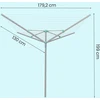 Koduva Skėtinis lauko skalbinių džiovintuvas, 60 m virvė, 179,2 x 179,2 x 199 cm, sidabrinis