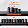 Koduva Smūginių galvučių rinkinys VEVOR, 14 dalių, 13 mm / 12,7 mm pavara, gilios 6+12 kampų, CR-V