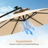 Promotion Šoninis sodo skėtis su saulės LED lemputėmis, 350 x 350 x 250 cm, smėlio spalvos