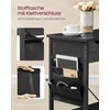 Songmics Šoninis staliukas su lizdais ir USB jungtimis, juodas su medžio raštu, 60 x 31,5 x 60 cm