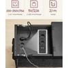 Songmics Šoninis staliukas su lizdais ir USB jungtimis, juodas su medžio raštu, 60 x 31,5 x 60 cm