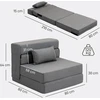 Koduva Sulankstoma grindų sofa-lova su pagalve, tamsiai pilka, 210 x 80 cm
