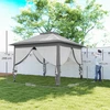 Koduva Sulankstomas sodo paviljonas, metalas ir audinio tentas, tinklelio užuolaidos, pilkas, 330 x 330 x 288 cm