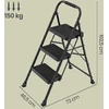 Koduva Sulankstomos kopėčios, 3 pakopų, plieninės, juodos, 150 kg, 73 x 46,5 x 102,5 cm