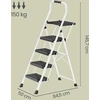 Koduva Sulankstomos kopėčios, 4 pakopų, plieninės, baltos, iki 150 kg