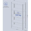 Koduva Sunkiųjų daiktų lentyna 30 x 75 x 150 cm, plieno ir MDF, 5 reguliuojamos lentynos, sidabrinė