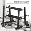Virdulys Koduva Svorio stovas hanteliams, kettlebells, svarmenų diskams ir štangoms, 3 lygiai, reguliuojamas, plienas, 131 x 75 x 80 cm, juodas