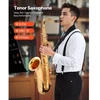 VEVOR Tenorinis saksofonas JTAS-401, B bemolis, žalvaris, auksinė spalva, 23 klavišai, su dėklu