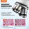 Koduva Trinokuliarinis laboratorinis mikroskopas VEVOR XSP-36TV, 40X-2500X, su LED apšvietimu
