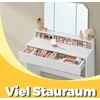 Songmics Tualetinis staliukas su atlenkiamu veidrodžiu, 2 stalčiais ir 3 atviromis lentynomis, baltas