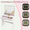 Koduva Tualetinis staliukas su veidrodžiu ir LED apšvietimu, 80 x 40 x 140 cm, baltas