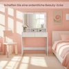 Koduva Tualetinis staliukas su veidrodžiu ir LED apšvietimu, 80 x 40 x 140 cm, baltas
