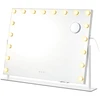 Songmics Tualetinis veidrodis su apšvietimu, matinis baltas, stiklas ir MDF, 12 x 90 x 65 cm