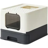 Koduva Uždara kačių kraiko dėžė su dangčiu, beige-juodas, PP ir PC, 54,3 x 42,5 x 37,8 cm