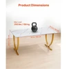 VEVOR Vadovo darbo stalas ZH607, 160 x 80 x 75 cm, baltas ir auksinis
