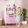 Koduva Vaikiška knygų lentyna ir spintelė, 2 lentynos, 2 spintelės, pastatoma, nuo apvirtimo apsauga, neslystančios kojelės, MDF, rožinė+baltas