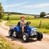 Aosom Vaikiškas elektrinis automobilis su priekaba, nuotolinio valdymo pultas, žibintai, 3-6 km/h, 3-6 metų, mėlynas