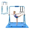 VEVOR Vaikiškas gimnastikos skersinis su kilimėliu, reguliuojamo aukščio, mėlynas, 150 x 108 x 135 cm