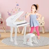 Koduva Vaikiškas pianino klavišinis instrumentas su kėdute ir dangčiu, baltas, 47 x 37 x 70 cm