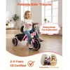 VEVOR Vaikiškas triratukas, sulankstomas, reguliuojama sėdynė, rožinis / juodas, 2–5 m.