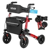 VEVOR Vaikštynė-rollatorius senjorams HFK-9202E su sėdyne, aliuminis, 72 x 72 x 84-97 cm, iki 136 kg