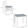 Koduva Valgomojo komplektas 2 asmenims, 3 dalių, 1 stalas, 2 kėdės, pušies mediena, pilka + balta, 75 x 75 x 75 cm