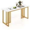 Koduva Valgomojo stalas 6-8 žmonėms, MDF ir metalas, baltas/auksinis, 160 x 60 x 76 cm