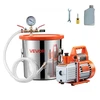 VEVOR 11,36 l vakuuminė kamera su siurbliu, 110 l/min, nerūdijančio plieno, komplektas, 1,5 m žarna, aliejus