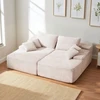 VEVOR 210 cm platus dvivietis loveseat sofa, smėlio spalvos, kordurojaus audinys