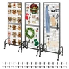 VEVOR 3 vnt. sieninės grid panelės, 600 x 1640 mm, su ratukais ir 30 kabliukų