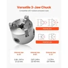 VEVOR 3 žandų tekinimo griebtuvas, 80 mm, savaime centruojantis, 2-63 mm, su T-raktu
