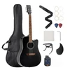 VEVOR 41 colių akustinė gitara, cutaway, juoda, rinkinys su krepšiu