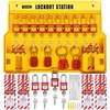 VEVOR 58 vnt. lockout tagout rinkinys, elektrinės saugos LOTO rinkinys su spynomis, stotele, haspu, žymomis ir užtraukiamais dirželiais
