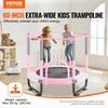 VEVOR 60" vaikiškas batutas su apsauginiu tinklu ir krepšinio lanku, rožinis