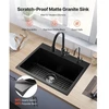 VEVOR 63 cm virtuvės plautuvė, viršutinio montavimo, vienas dubuo, juoda