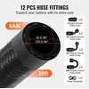 VEVOR 6AN kuro linijos rinkinys, 20 ft, 0,34" žarna, su 12 pasukamų jungčių adapterių, juodas