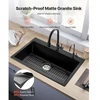 Koduva VEVOR 84 cm virtuvinė plautuvė, granito, įleidžiama, vienos talpos, juoda